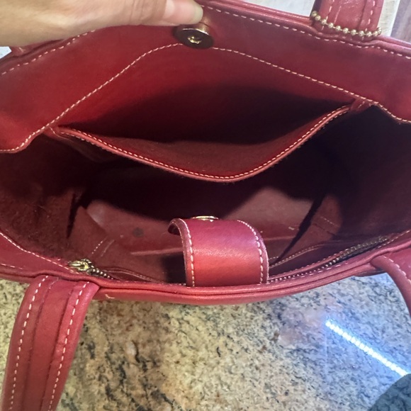 Vintage Coach Red Leather Tote Bag